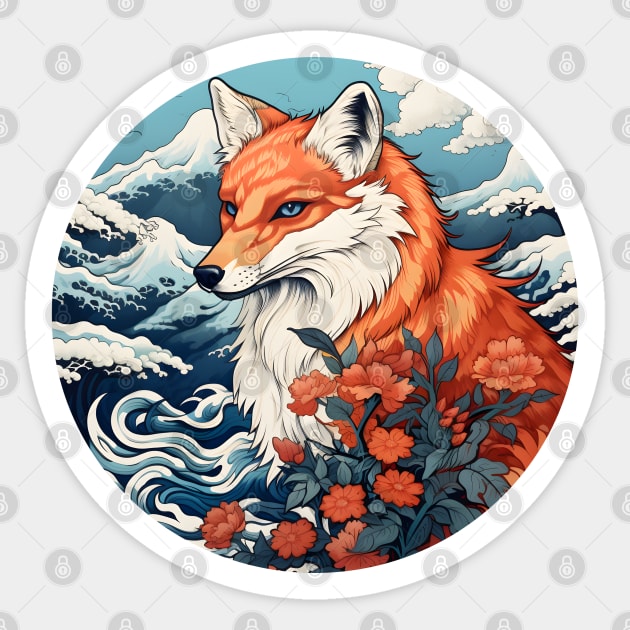 Ukiyo-e fox Sticker by beangeerie